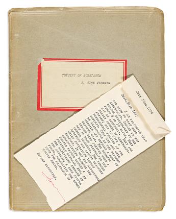 Pereira, Irene Rice (1902-1971) On Substance in Relation to Intellective Cognition, [and] Crystal of the Rose, Two Typed Manuscripts, 1